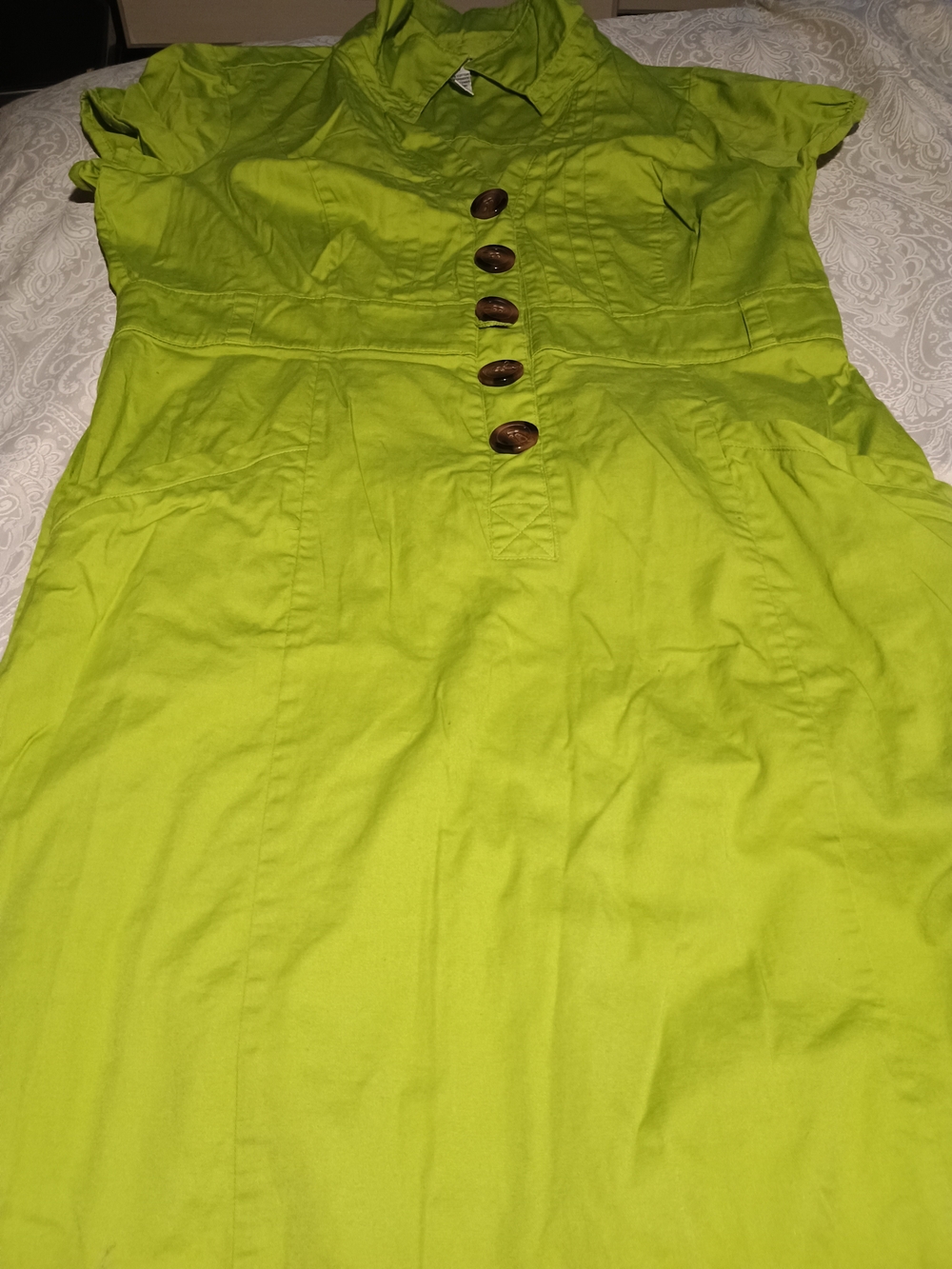 Lime Green Button-Front Women’s Dress